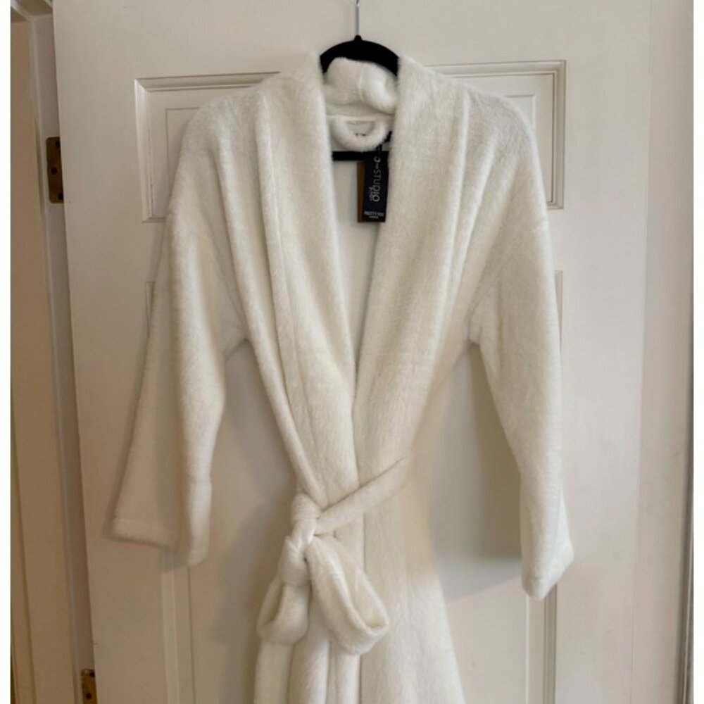 Pretty You London Faux Mink Robe In Ecru